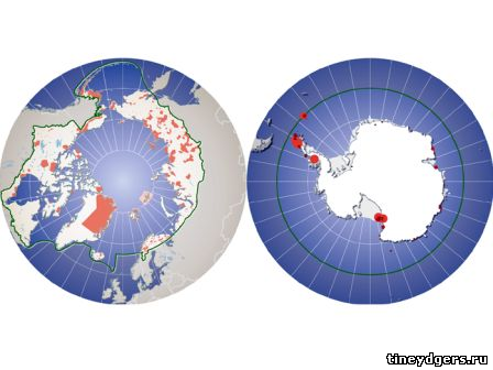 границы Арктики и Антарктики