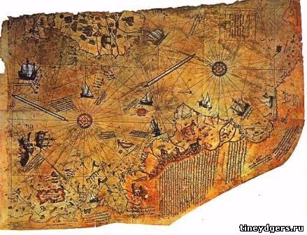 половина карты мира, составленная турецким адмиралом Пири Рейсом в 1513 году