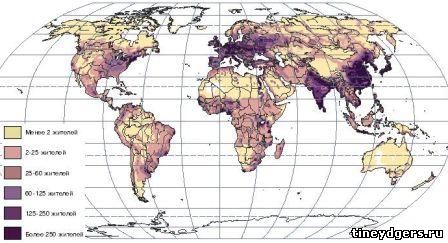 плотность населения мира